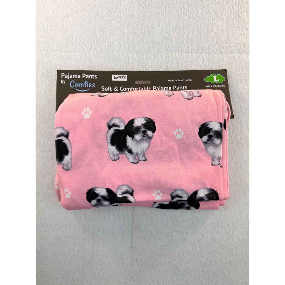 Comfies Shih Tzu Dog Print Pajama Pants Pink Unisex Large 350-87-L